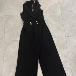 Almost Famous Black Jumpsuit with Gold Buttons